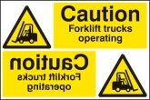 Caution forklift trucks operating reflection sign Sign