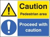 Caution pedestrian area proceed with caution Sign