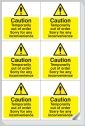 Caution temporarily out of order stickers