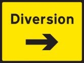 Diversion right road sign