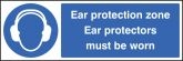 Ear protection zone Protectors worn sign