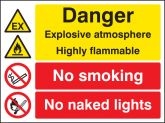 Explosive atmosphere highly flammable sign