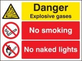 Explosive gasses no smoking naked lights sign