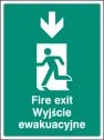 Fire exit arrow down (English Polish) Sign