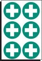 First aid symbol sheet of 6 stickers
