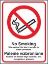 No smoking it is against the law to smoke in premises (English Polish) Sign