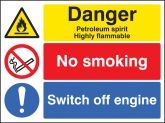 Petroleum spirit switch off engine sign