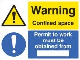 Warning confined space permit to work from.. sign