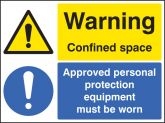 Warning confined space PPE must be worn sign