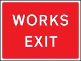 Works exit road sign