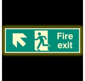Fire Exit Up & Left Sign Photoluminescent