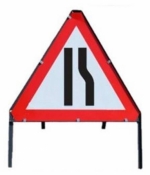 Road Narrows To Right Triangle Temporary Road Sign