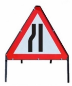 Road Narrows To Left Triangle Temporary Road Sign