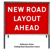 New Road Layout Ahead Temporary Road Sign