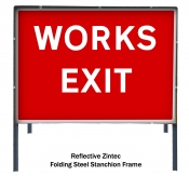 Works Exit Temporary Road Sign
