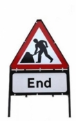 Men At Work With End Triangle Temporary Sign With Supplementary Plate