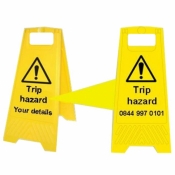 Personalised Yellow Self Standing Sign - Trip Hazard