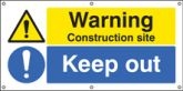 Warning Construction site Keep out banner with cable tie fixing eyelets banner