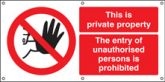 This is private property banner with cable tie fixing eyelets banner