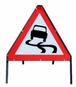 Slippery Road Sign with Frame