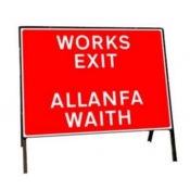Works Exit Welsh Bilingual Self Standing Road Sign