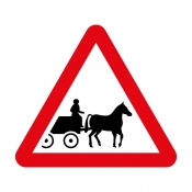 Horse on cart on road road sign (550-2)