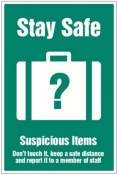 Stay safe suspicious items graphic