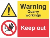 Warning Quarry workings keep out sign