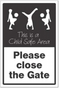Please close the gate This is a child safe area sign