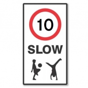 Slow 10mph Class R2 Reflective Permanent Sign with channelling