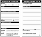 Near miss double sided report/action safety tags