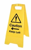 Caution Keep left|right free-standing floor sign