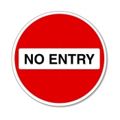 No Entry Road Sign with text