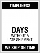 Updateable Dry-Wipe Days without late shipment Sign