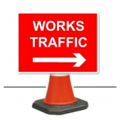 Works Traffic Right Cone Sign