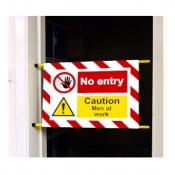 No Entry Men at Work Doorway sign