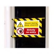 Room Being Deep Cleaned Strictly No Entry Doorway sign