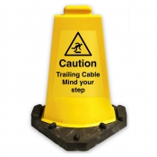 Caution Trailing Cable Mind Your step Heavy Duty Yellow Cone Sign Cone