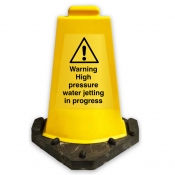 High Pressure Water Jetting in Progress Sign Cone