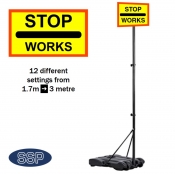 Extra Tall Freestanding Temporary STOP WORKS Sign