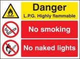 Danger LPG highly flammable no smoking no naked lights Sign (6207)