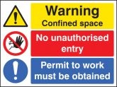 Warning confined space no entry permit to work Sign (6264)
