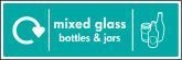 Mixed Glass Bottles & Jars Recycling Signs