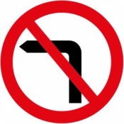 No Left Turns Sign (613)