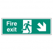 Fire Exit Down & Right Sign