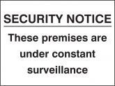 Security Notice Premises Under Constant Surveillance Sign