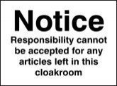 Cloakroom Liability Notice
