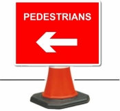Pedestrians Left Cone Sign