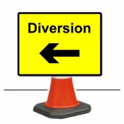 Diversion Left Cone Sign