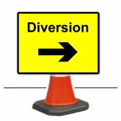 Diversion Right Cone Sign